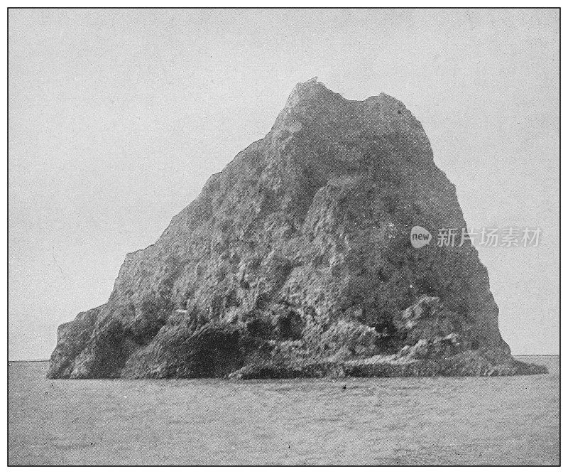 美国的古董黑白照片:Lone Rock, Columbia River